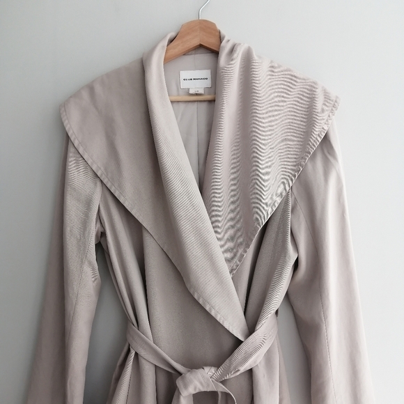 Club Monaco Hanne Wrap Trench Coat 100% Lyocell Lightweight Self Tie Large - Picture 6 of 17
